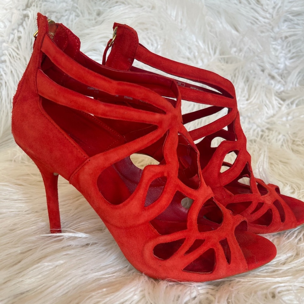 Zara Basic Collection Red Suede Heels